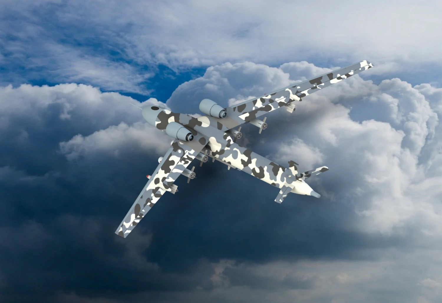 Of the conceptual design of UAV kestrel 2 3D Model .c4d .max .obj .3ds .fbx .stl .blend 