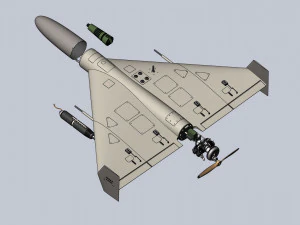O mais preciso do drone kamikaze de barragem Shahed 136 Modelo 3D