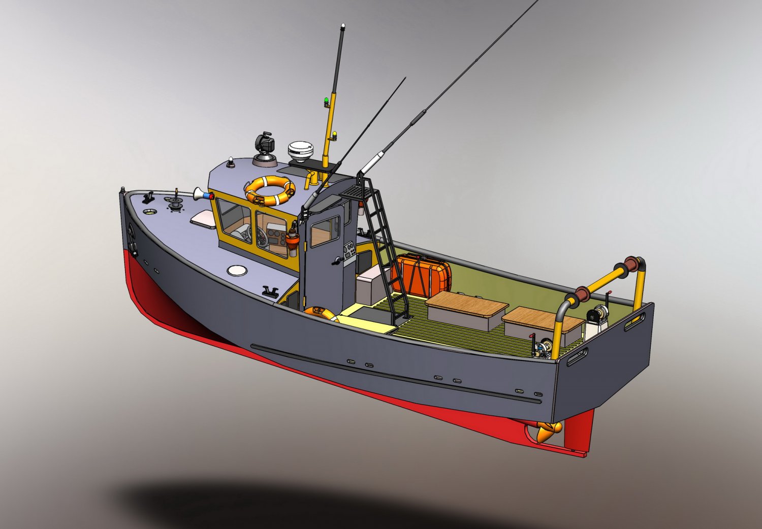 8 meter fishing boat 3D Модель in Лодки 3DExport