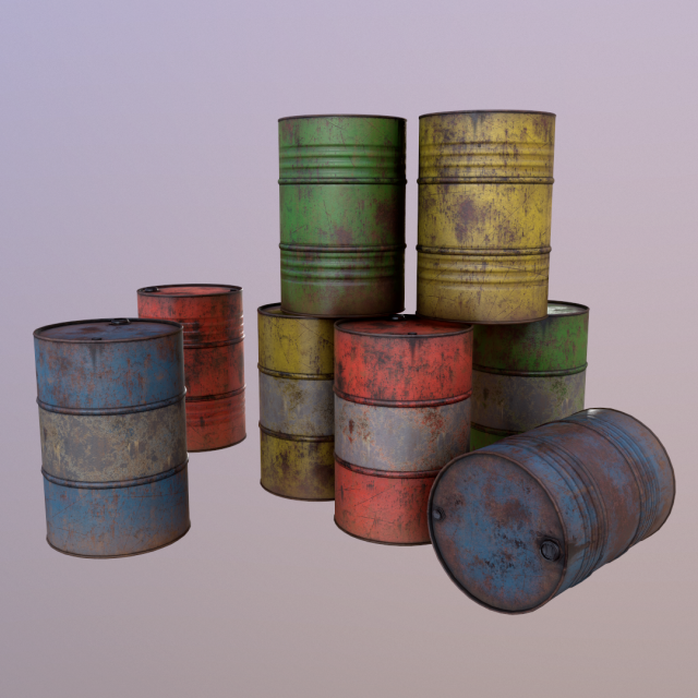 Oil barrel PBR game ready 4 lods Modèle 3D .c4d .max .obj .3ds .fbx .stl .blend 