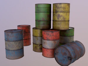 油桶 PBR 游戏就绪 4 lod 3D 模型