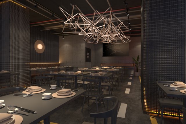 Modern restaurant 3D and rendering Model 3D .c4d .max .obj .3ds .fbx .stl .blend 