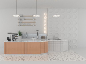 Modern Cafateria - milktea shop 3D 3D Model