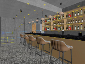 Modern Pub bar 3d and rendering 3D मॉडल