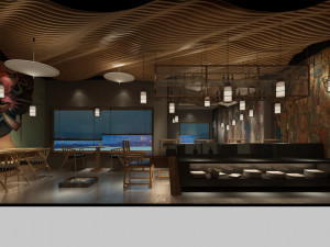 Modern restaurant and bar 3d and rendering 3Dモデル