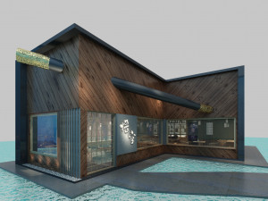 Modern restaurant and bar 3d and rendering 3Dモデル