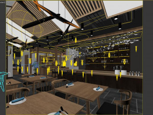 Modern restaurant 3D and rendering Modelo 3D