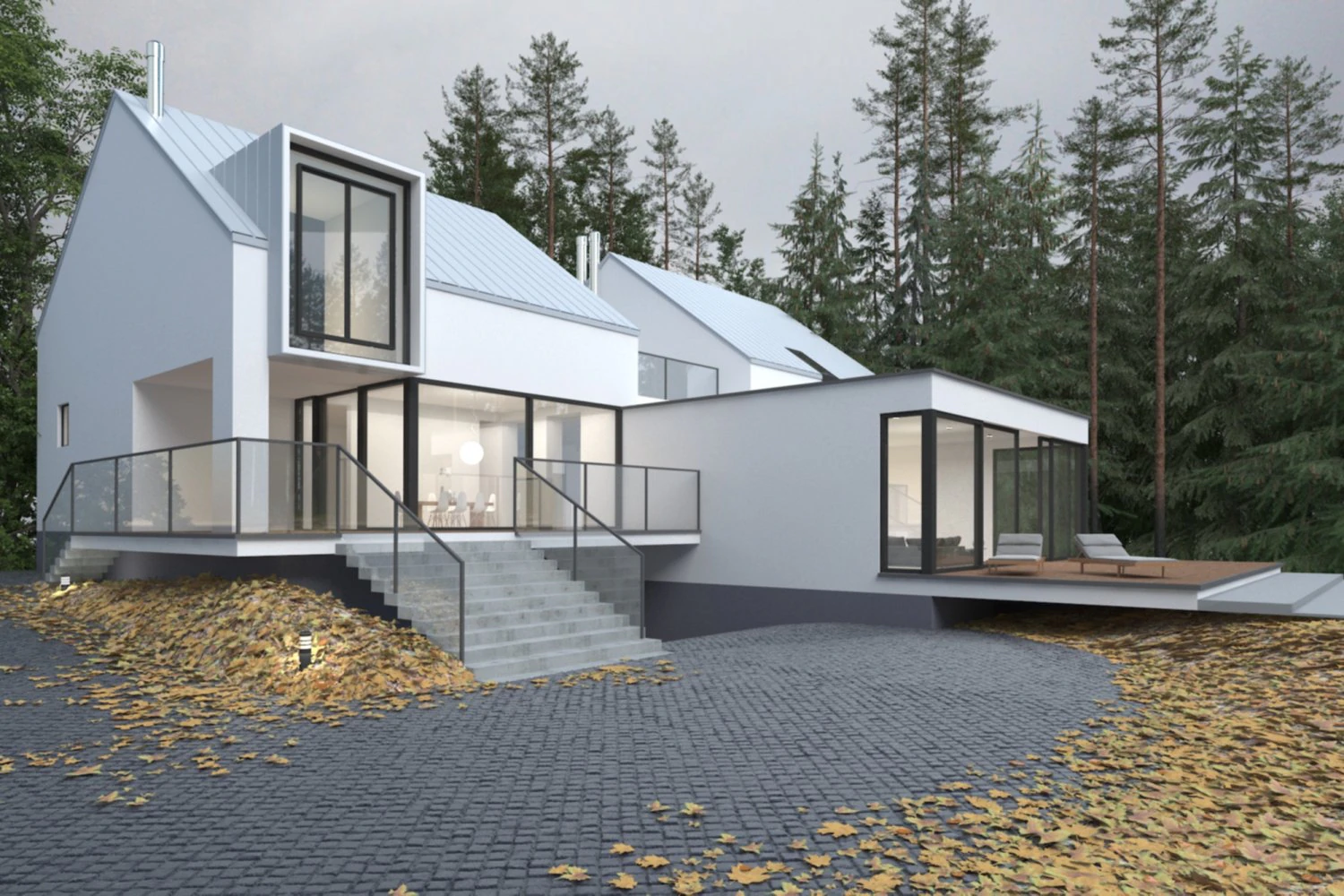 Modern villa building 3D and rendering 3D Model .c4d .max .obj .3ds .fbx .stl .blend 