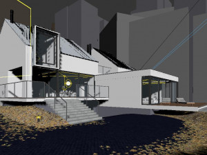Modern villa building 3D and rendering 3D Model