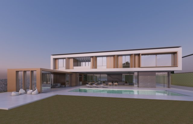 Modern villa 3D and rendering 3D Model .c4d .max .obj .3ds .fbx .stl .blend