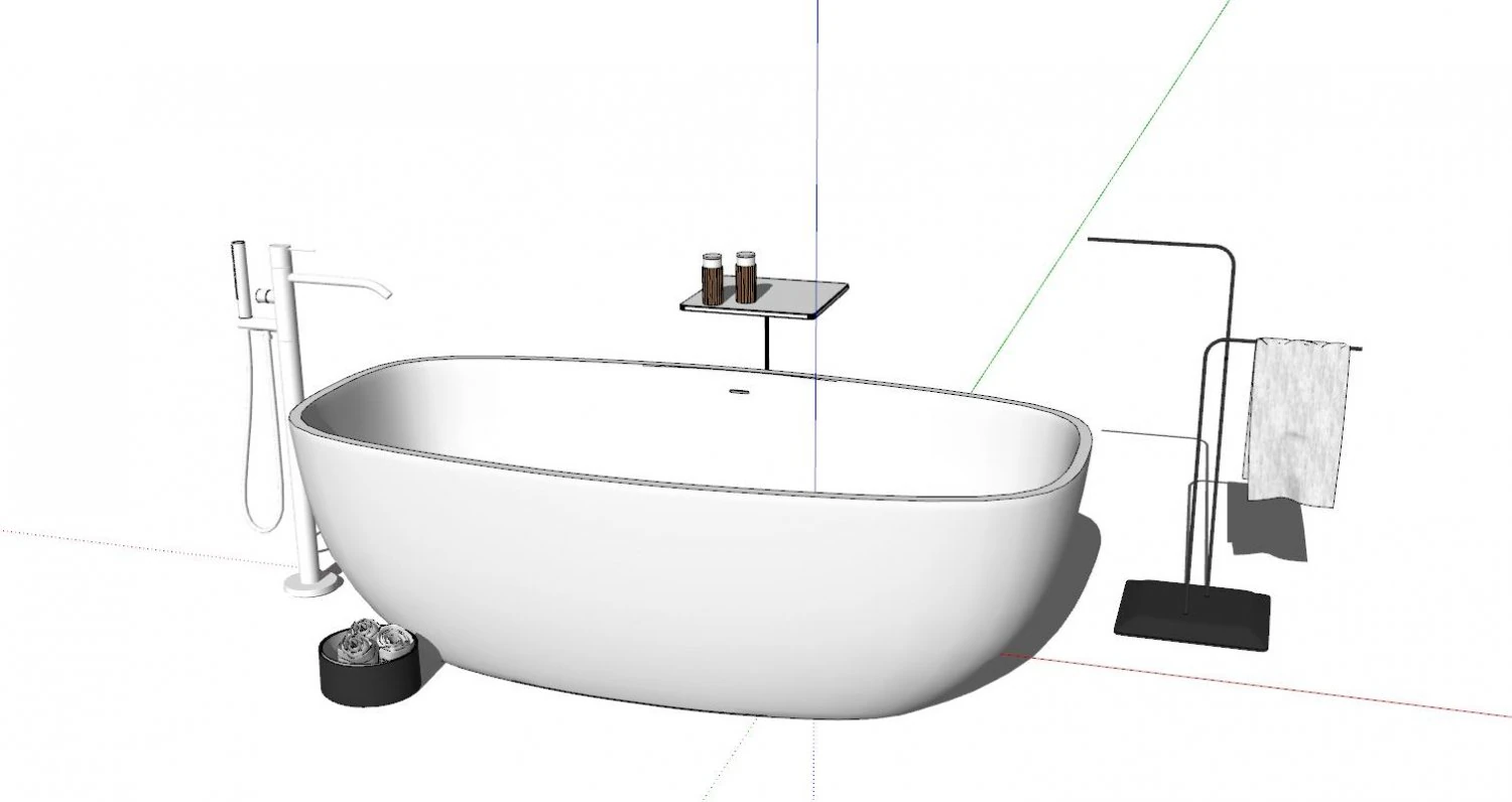 Tub in bathroom 3D 3D Model .c4d .max .obj .3ds .fbx .stl .blend 