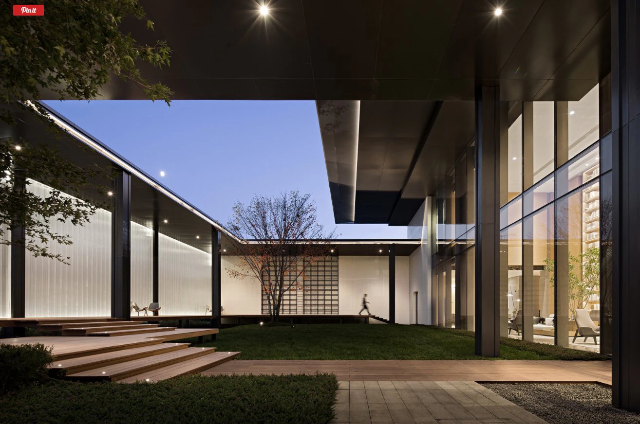 Modern courtyard and landscape 3D Model .c4d .max .obj .3ds .fbx .stl .blend