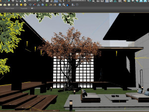 Modern courtyard and landscape Modelo 3D