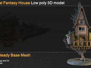 Medieval fantasy house low poly 3D Model