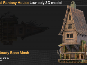 Medieval fantasy house low poly 3D मॉडल