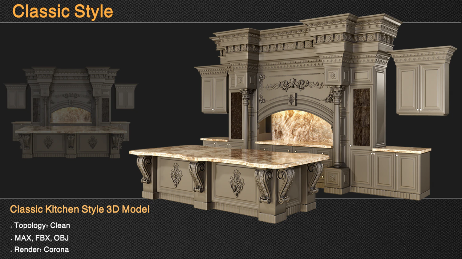 Classic Style 3D Model .c4d .max .obj .3ds .fbx .stl .blend