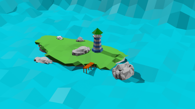 Low-Poly Island with lighthouse 3D Модель .c4d .max .obj .3ds .fbx .stl .blend 