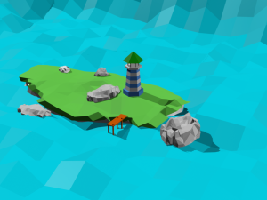 Low-Poly Island with lighthouse 3D Модель