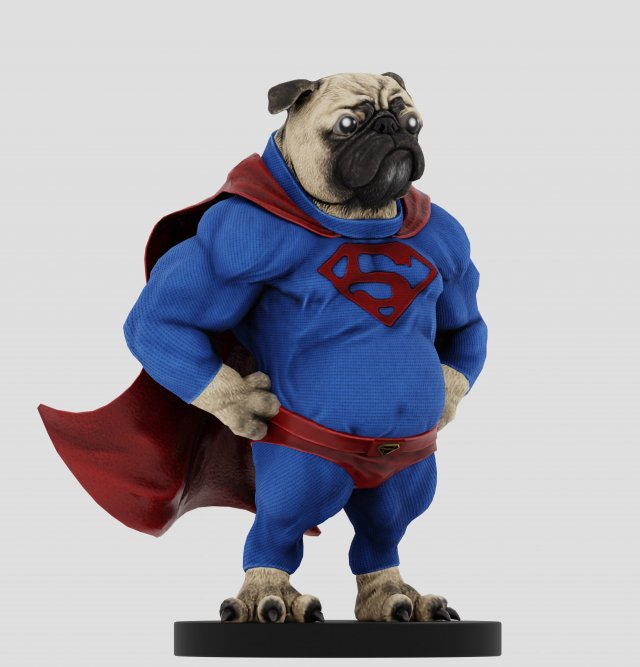Dog Superman Model 3D .c4d .max .obj .3ds .fbx .stl .blend 