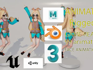 ANIMASI KARAKTER GADIS EMMY RIGGED 99 ANIMASI TERMASUK Model 3D