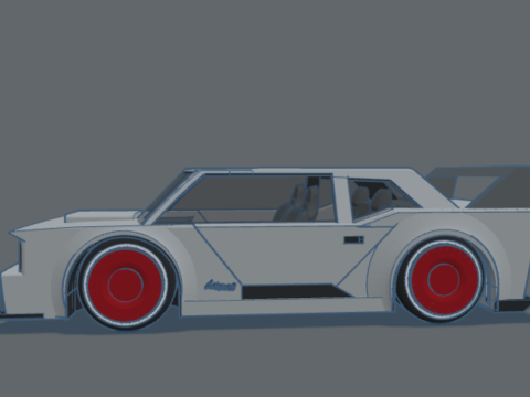 Retro-Futuristic Sports Car W- Interior Modello 3D