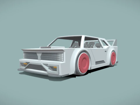 Retro-futuristischer Sportwagen mit Innenraum 3D Modell