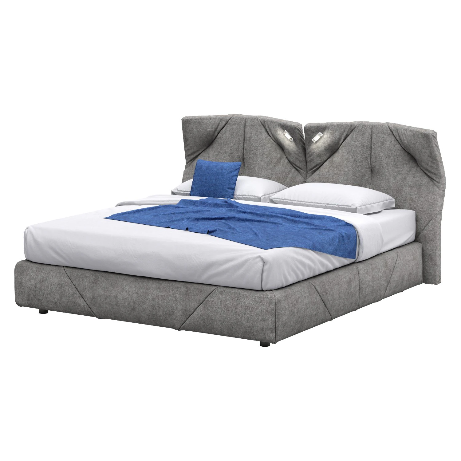 Italian bed with Geo lighting by Italia Lounge 3D Model .c4d .max .obj .3ds .fbx .stl .blend 