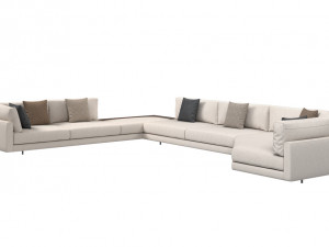 Italian large corner sofa Argo by MisuraEmme with a table Modello 3D
