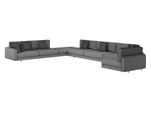 Italian large corner sofa Argo by MisuraEmme with a table Modello 3D