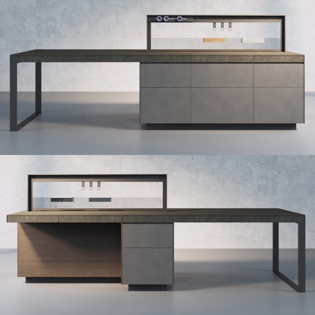 Italian kitchen island Valcucine Genius Loci 3D Model .c4d .max .obj .3ds .fbx .stl .blend 