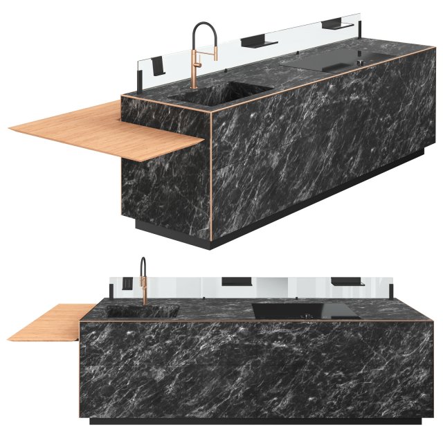 Kitchen island Valcucine Artematica Soft Outline 3D Model .c4d .max .obj .3ds .fbx .stl .blend 