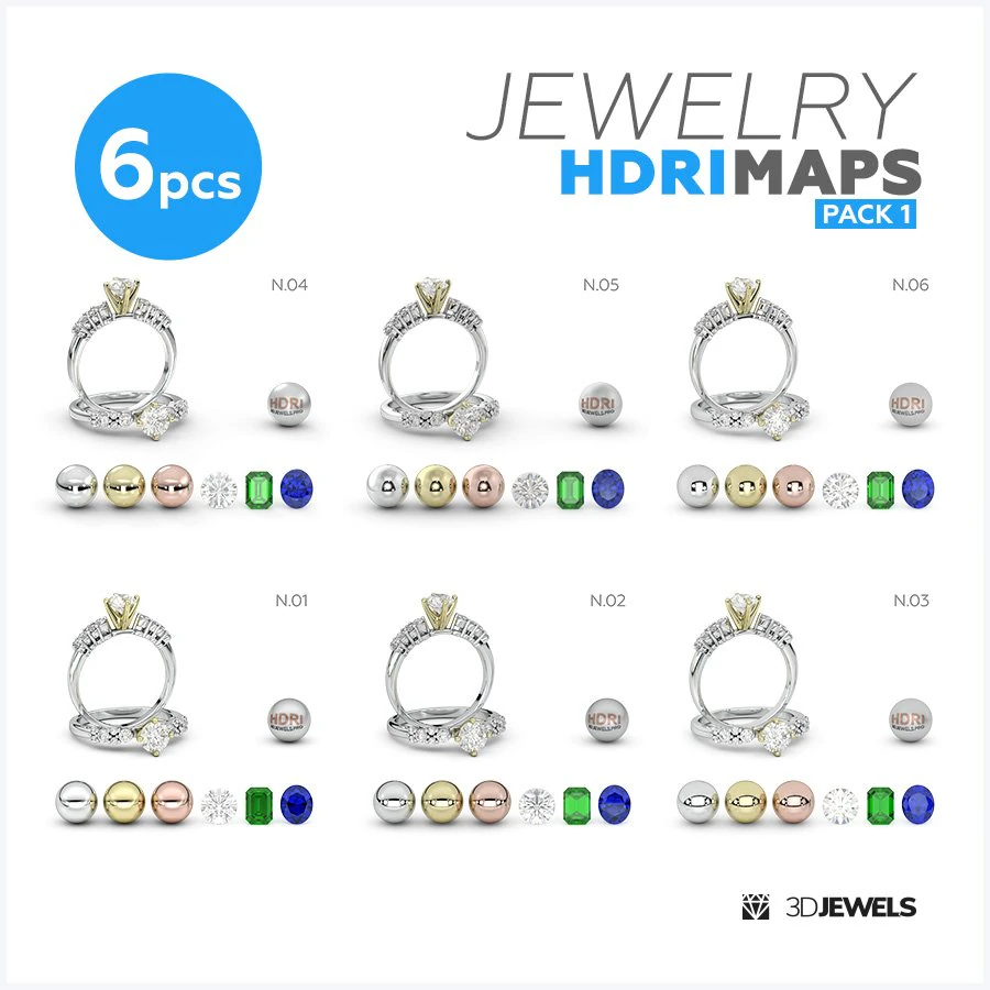 6 Contrast Light Studio HDRI for 3D Jewelry Rendering Pack 1 CG Textures .c4d .max .obj .3ds .fbx .stl .blend 