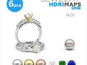 6 Contrast Light Studio HDRI for 3D Jewelry Rendering Pack 1 Modello 3D