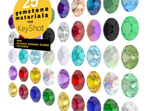 25 Gemstone Materials for Rendering with KeyShot 3D Jewelry Render Scene Setup CG 纹理