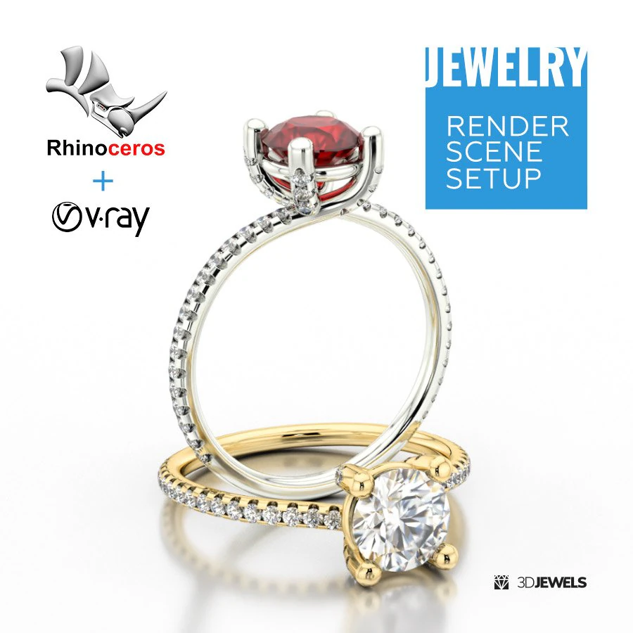 Rhinoceros with V-Ray Scene Setup for Jewelry 3D Rendering CG Textures .c4d .max .obj .3ds .fbx .stl .blend 