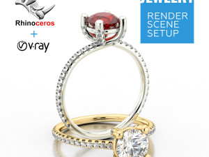 Rhinoceros with V-Ray Scene Setup for Jewelry 3D Rendering CG Textures