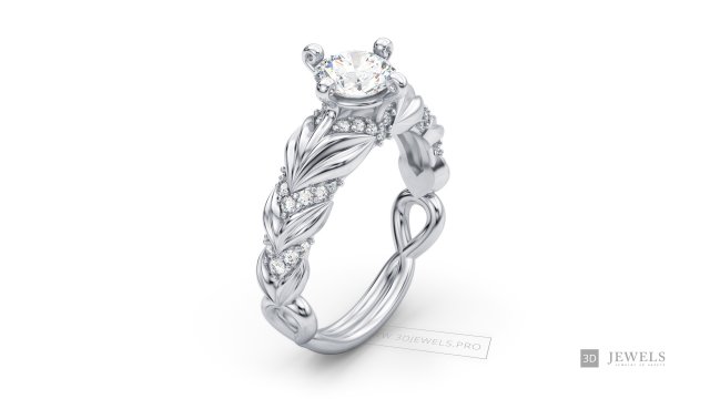Twisted Engagement Diamond Ring 3D Model .c4d .max .obj .3ds .fbx .stl .blend 