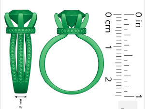 Pave Triple Shank Diamond Engagement Ring 3Dモデル