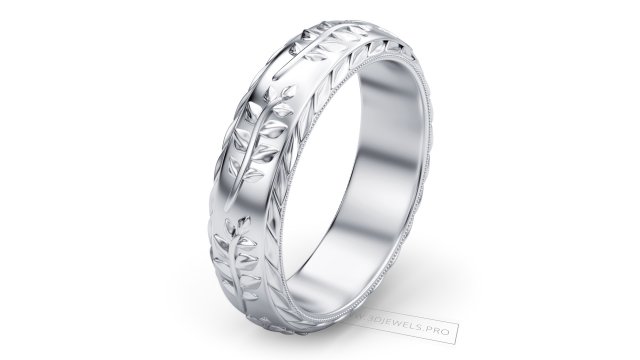 Olive Leaf Band Gold Ring 3D Model .c4d .max .obj .3ds .fbx .stl .blend 