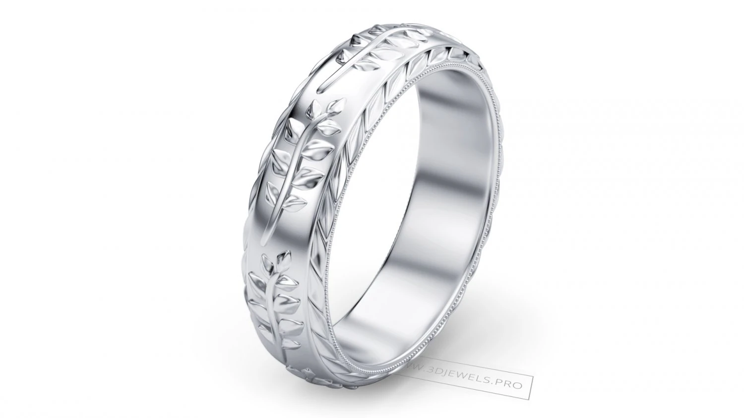 Olive Leaf Band Gold Ring 3D Model .c4d .max .obj .3ds .fbx .stl .blend 