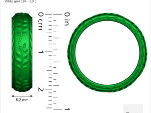 Olive Leaf Band Gold Ring 3D Model