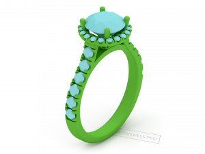 Halo Diamond Ring With Side Stones 3D Model