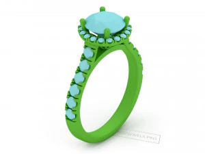Halo Diamond Ring With Side Stones 3D Model