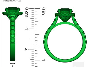 Halo Diamond Ring With Side Stones 3D Model