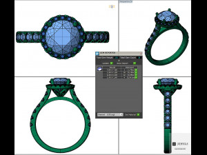 Halo Diamond Ring With Side Stones 3D Model