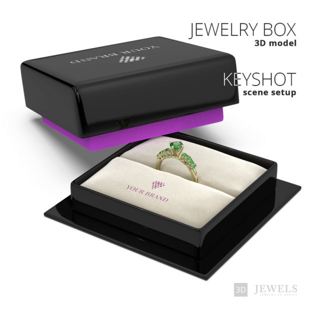 Jewelry Box With KeyShot Scene Setup For Ring Rendering 3D Model .c4d .max .obj .3ds .fbx .stl .blend 