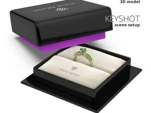 Kotak Perhiasan Dengan Pengaturan Adegan KeyShot Untuk Rendering Cincin Model 3D
