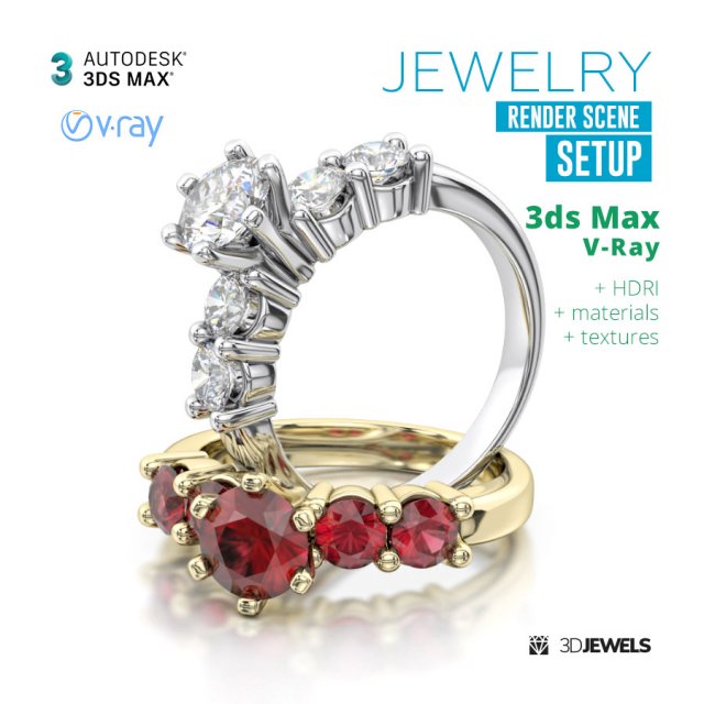 Jewelry 3D Render Scene Setups for 3ds Max with V-Ray 3D मॉडल .c4d .max .obj .3ds .fbx .stl .blend 