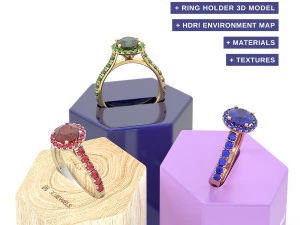 Jewelry Ring Holder With KeyShot Rendering Scene Setup 3D Model