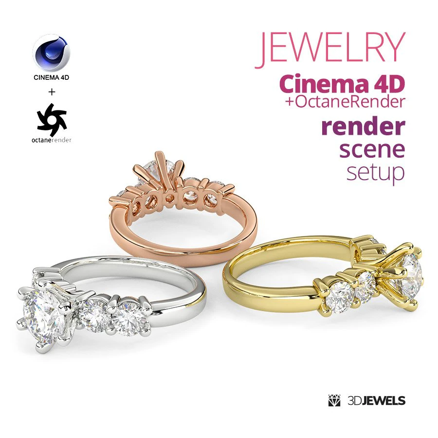 Jewelry Render Scene Setup For Cinema 4D Octane Render Pack2 3D Model .c4d .max .obj .3ds .fbx .stl .blend 